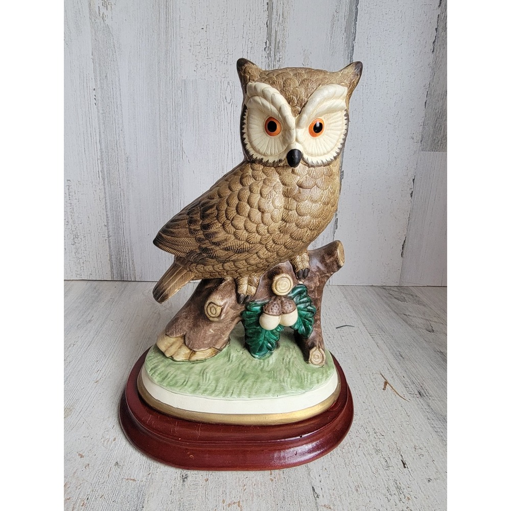Artmark owl figure vintage bird base‎ brown ceramic unique home decor